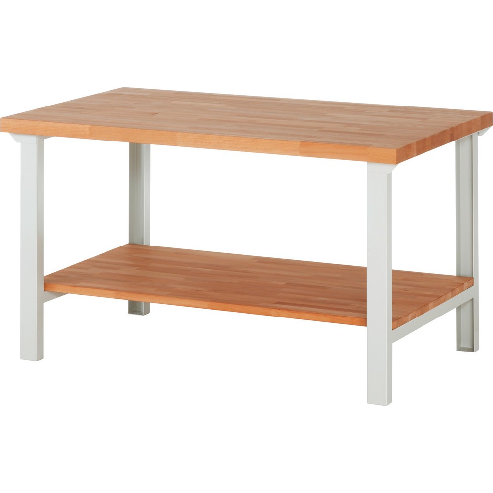 Obrázek produktu: Pracovní stůl RAU řada 7000, 1 odkládací police buk masiv, VxŠxH 840 x 1500 x 900 mm