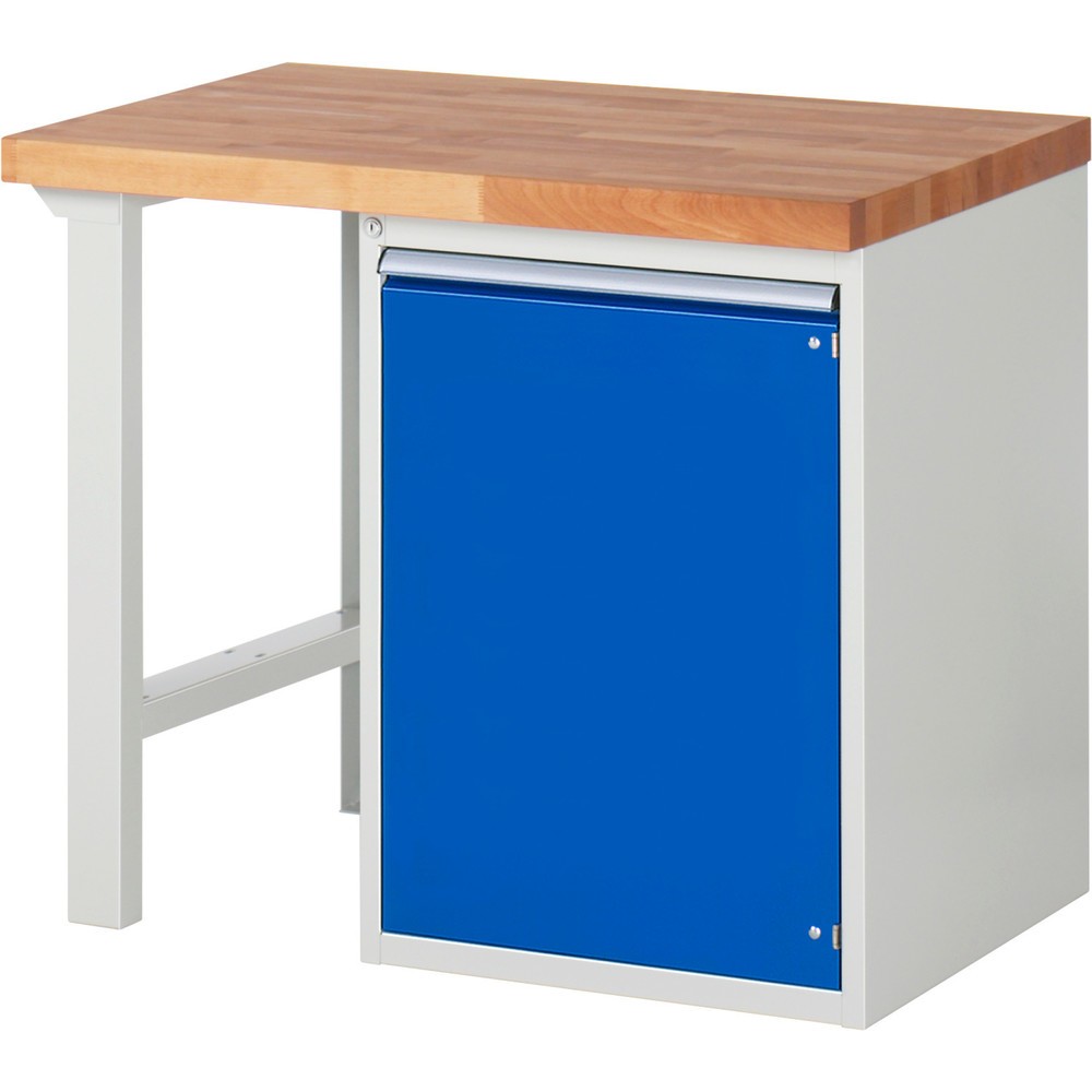 Obrázek produktu: Pracovní stůl RAU řada 7000, 1 kontejner, VxŠxH 890 x 1000 x 700 mm, 1 police, 1 křídlové dveře