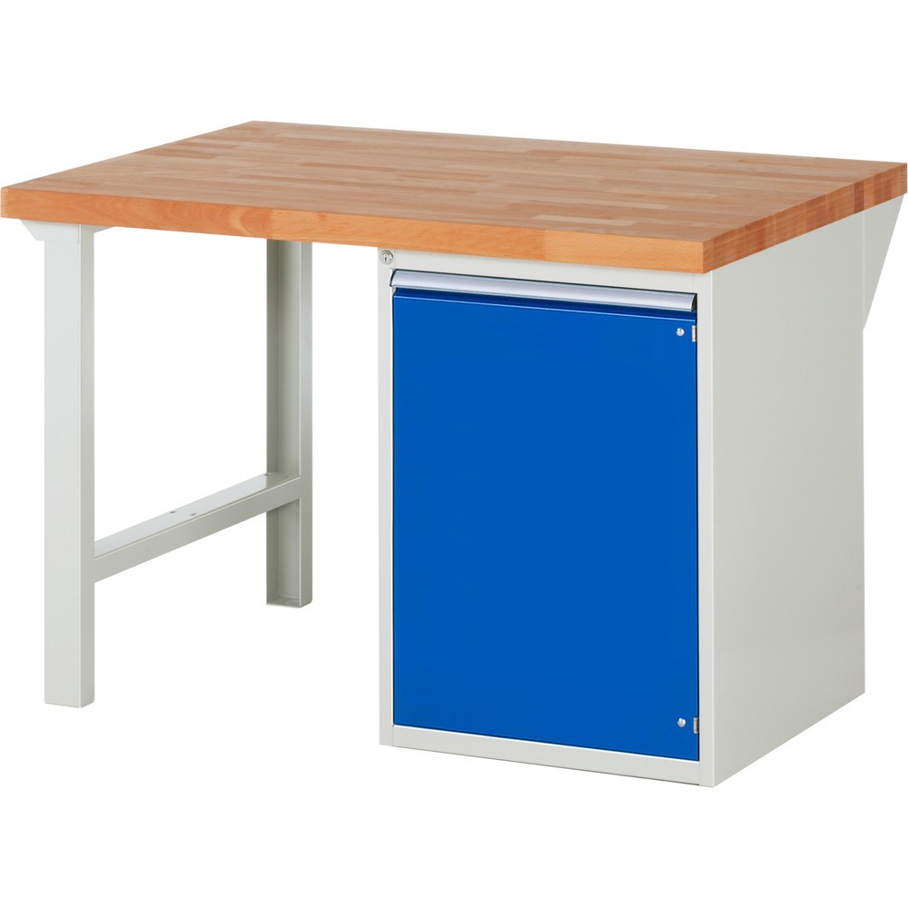 Obrázek produktu: Pracovní stůl RAU řada 7000, 1 kontejner, VxŠxH 890 x 1250 x 900 mm, 1 police, 1 křídlové dveře