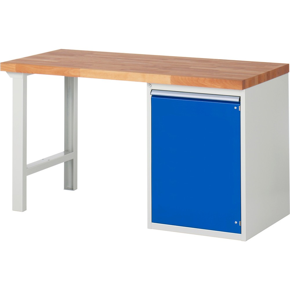 Obrázek produktu: Pracovní stůl RAU řada 7000, 1 kontejner, VxŠxH 890 x 1500 x 700 mm, 1 police, 1 křídlové dveře