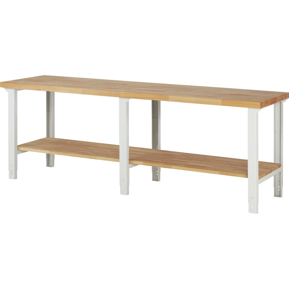 Obrázek produktu: Pracovní stůl RAU řada 7000, V×Š×H 790-1140 × 2500 × 700 mm, dole odkládací police