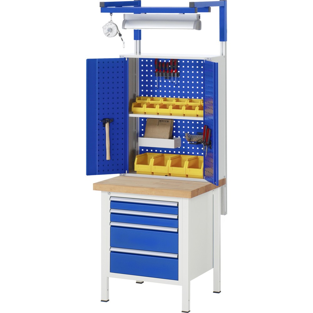 Číslo obrázku produktu 7: Pracovní stůl RAU řada 8000, VxŠxH 840-1040 x 750 x 700 mm, 5x zásuvka s výsuvem 90 %, 4 x 90, 1 x 180 mm, nosnost zásuvky 100 kg