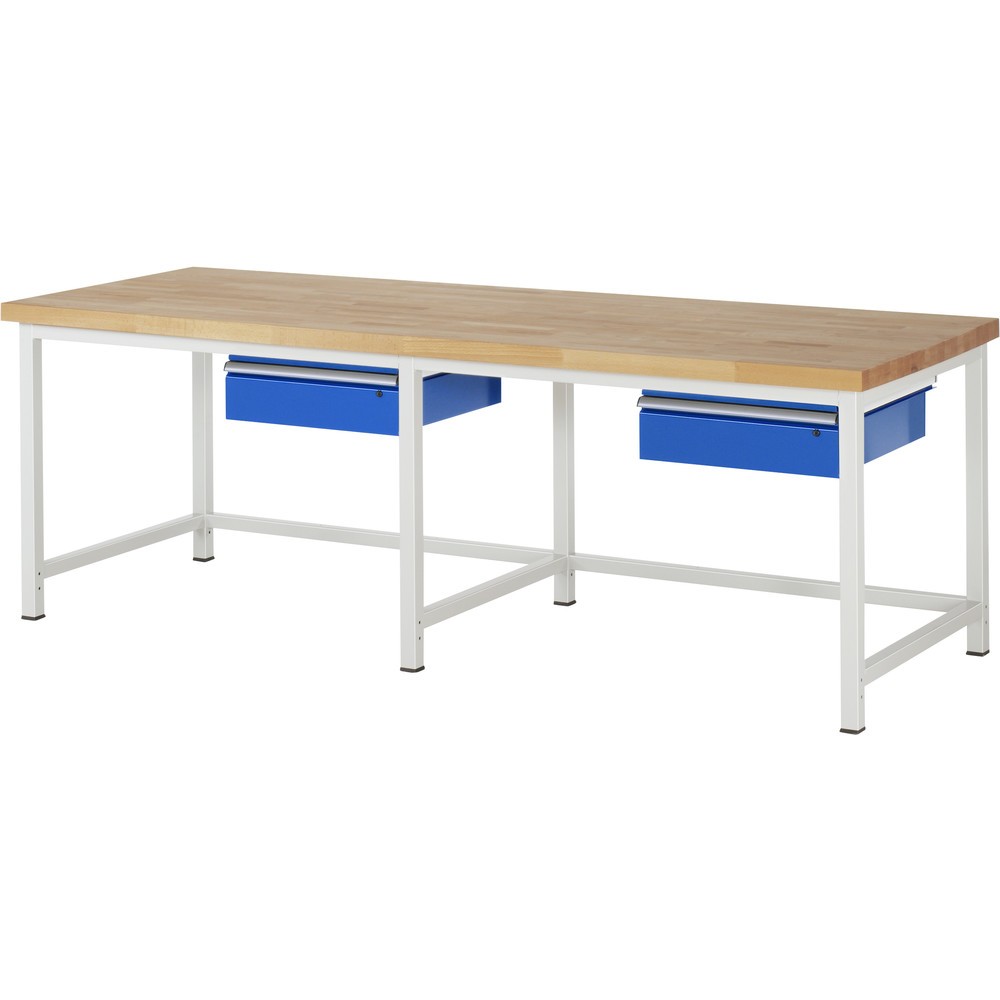 Obrázek produktu: Pracovní stůl RAU řada 8000, V×Š×H 840-1040 × 2500 × 900 mm, 2 zásuvky