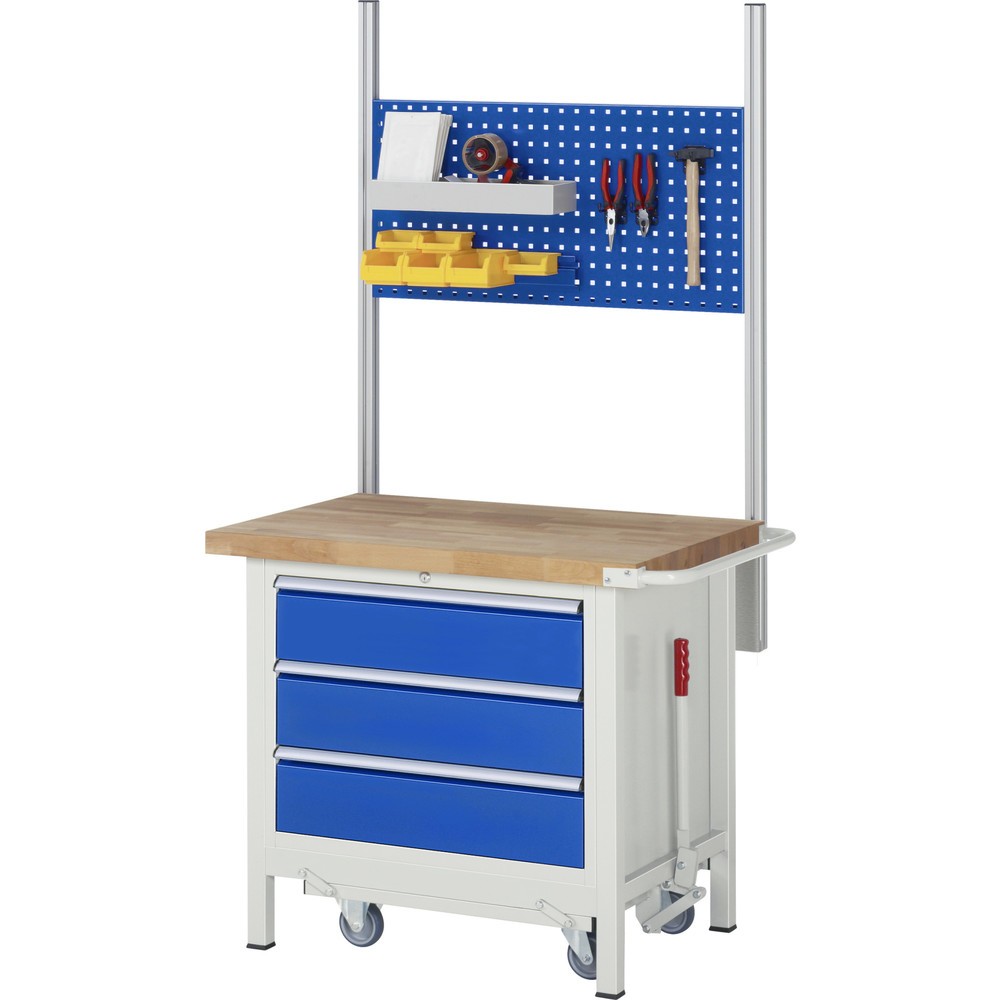 Číslo obrázku produktu 8: Pracovní stůl RAU řada 8000 se zapuštěným pojezdem, 1 kontejner, VxŠxH 880 x 1000 x 700 mm, 2x zásuvka s výsuvem 90 %, nosnost zásuvky 75 kg