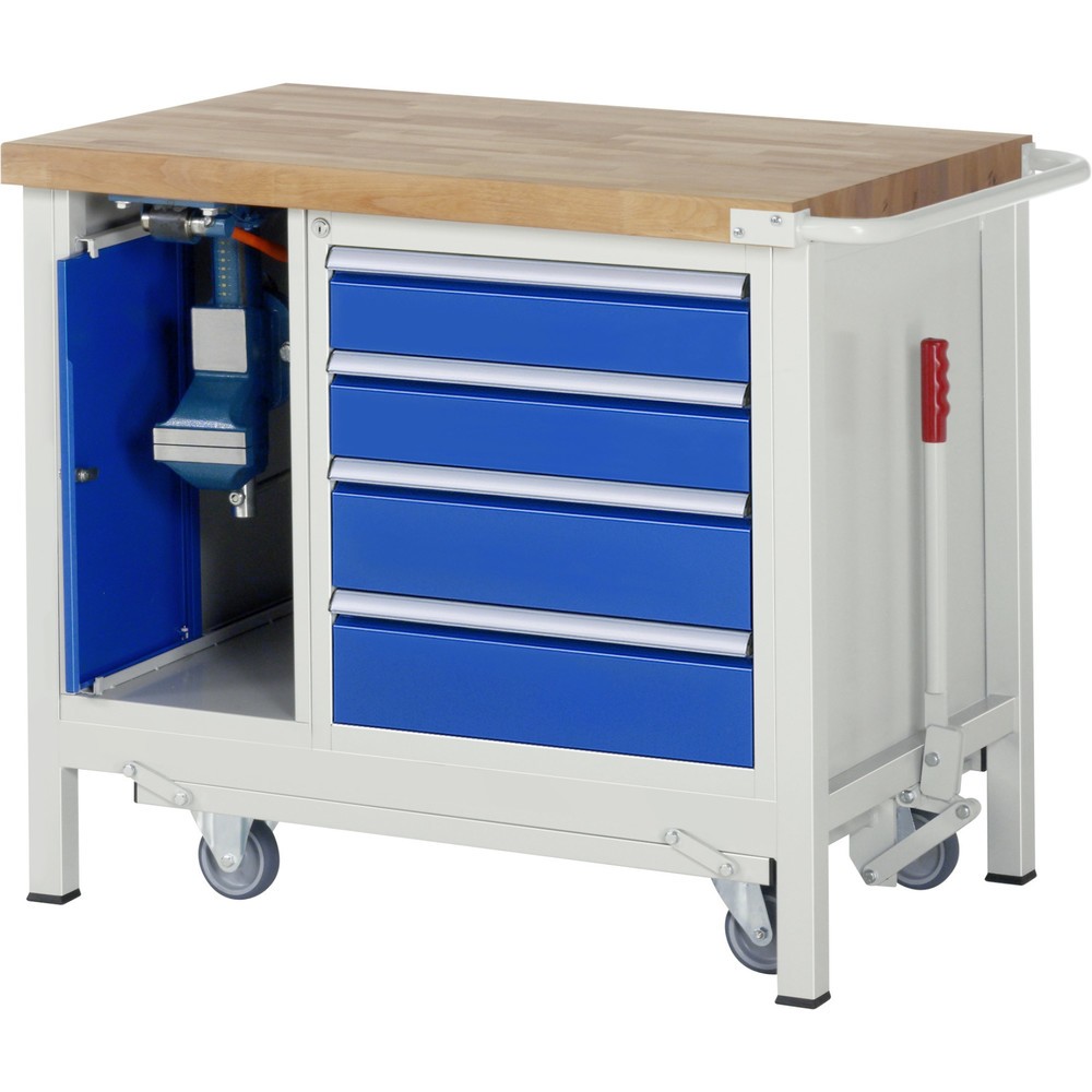 Číslo obrázku produktu 11: Pracovní stůl RAU řada 8000 se zapuštěným pojezdem, 2 kontejnery, VxŠxH 880 x 1000 x 700 mm, 5x zásuvka 2 x 90 mm, 3 x 120 mm
