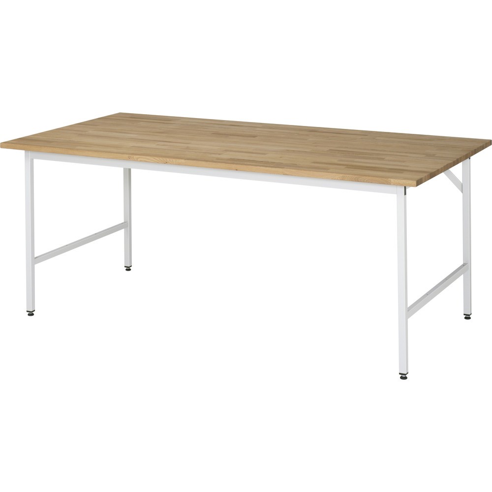 Obrázek produktu: Pracovní stůl RAU ve výškově nastavitelném provedení, řada JERRY, VxŠxH 800-850 x 2 500 x 1000 mm, pracovní deska z bukového masivu