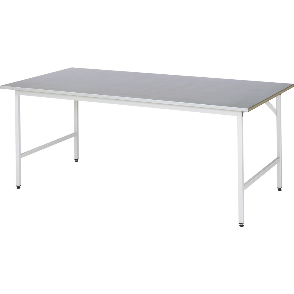 Obrázek produktu: Pracovní stůl RAU ve výškově nastavitelném provedení, řada JERRY, VxŠxH 800-850 x 2 500 x 1000 mm, pracovní deska s povrchem z nerezové oceli
