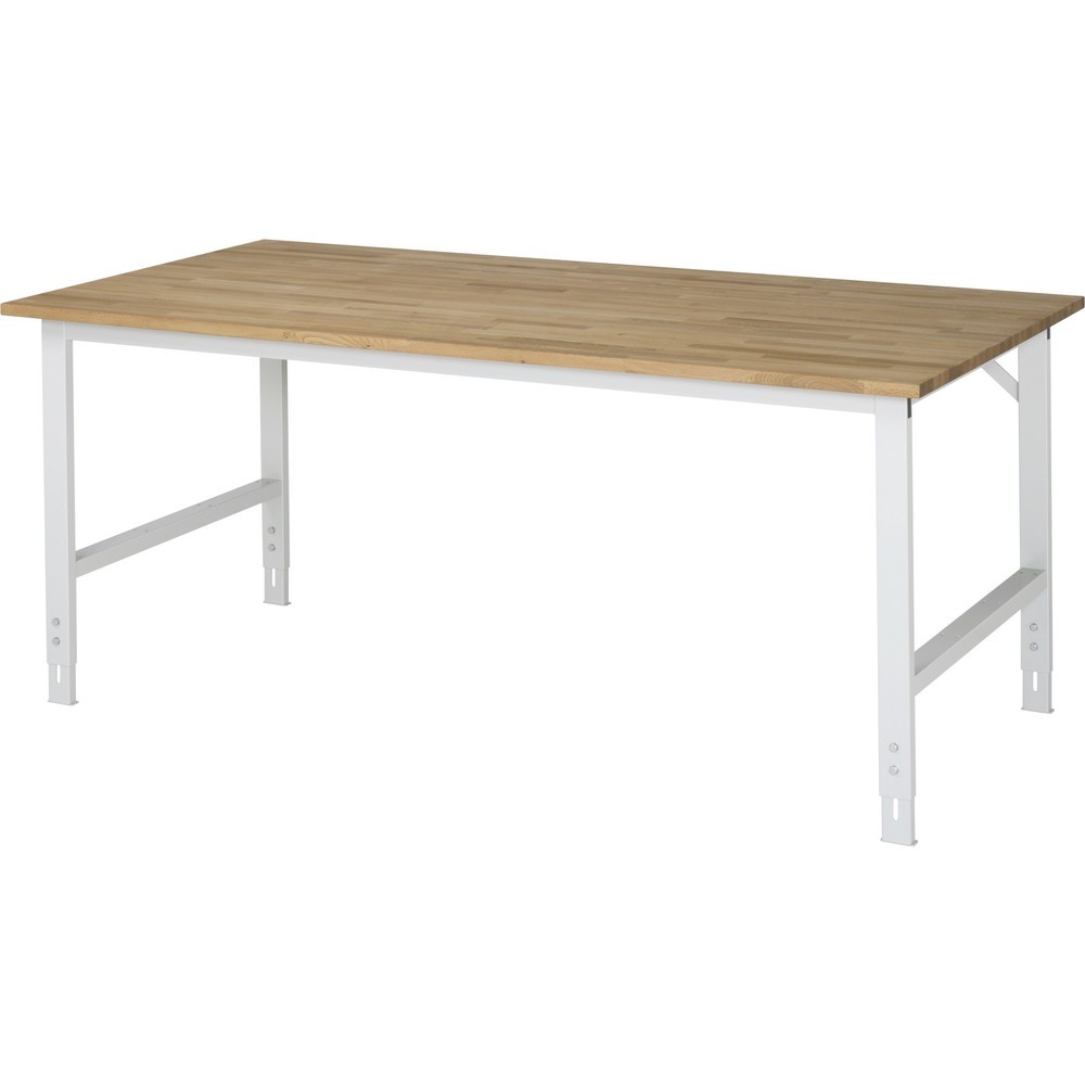 Obrázek produktu: Pracovní stůl RAU ve výškově nastavitelném provedení, řada TOM, V×Š×H 760-1080 × 2000 × 1000 mm, pracovní deska masivní buk