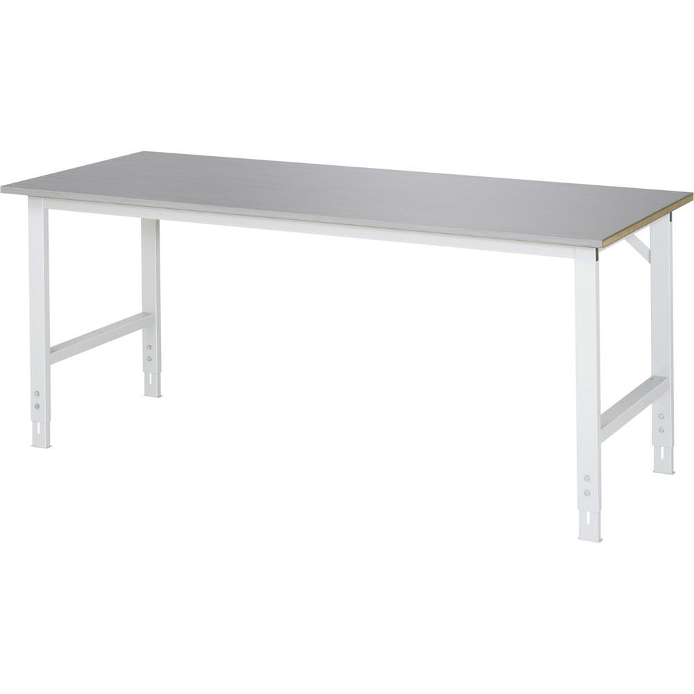 Obrázek produktu: Pracovní stůl RAU ve výškově nastavitelném provedení, řada TOM, V×Š×H 760-1080 × 2000 × 800 mm, pracovní deska z plechu z nerezové oceli
