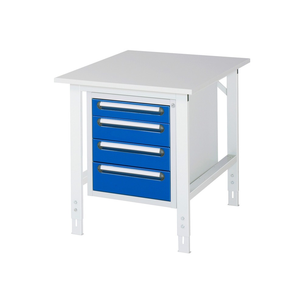 Obrázek produktu: Pracovní stůl RAU ve výškově nastavitelném provedení, řada TOM, VxŠxH 760-1080 x 750 x 1000 mm, 4 zásuvky, pracovní deska s melaminovým povrchem