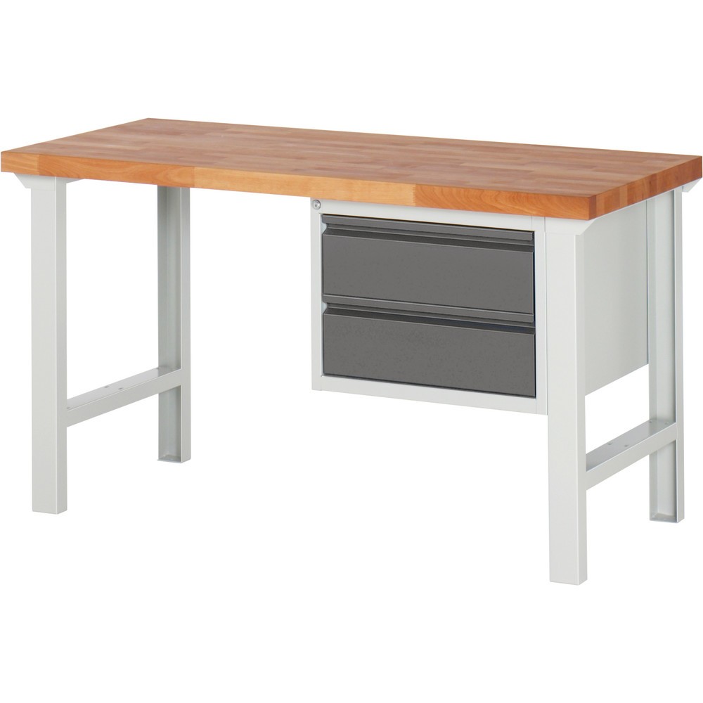 Obrázek produktu: Pracovní stůl Steinbock® se 2 zásuvkami, V×Š×H 840 × 1500 × 700 mm, RAL 7035/7016