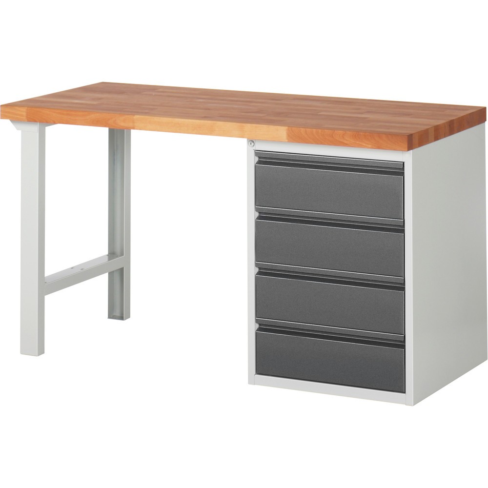 Obrázek produktu: Pracovní stůl Steinbock® se 4 zásuvkami, V×Š×H 840 × 1500 × 700 mm, RAL 7035/7016