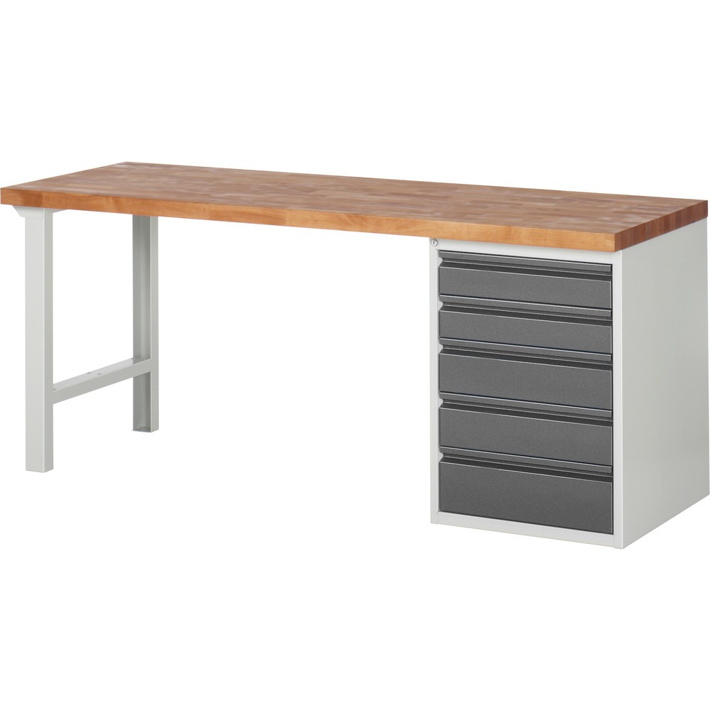 Obrázek produktu: Pracovní stůl Steinbock® se 5 zásuvkami, V×Š×H 840 × 2000 × 700 mm, RAL 7035/7016