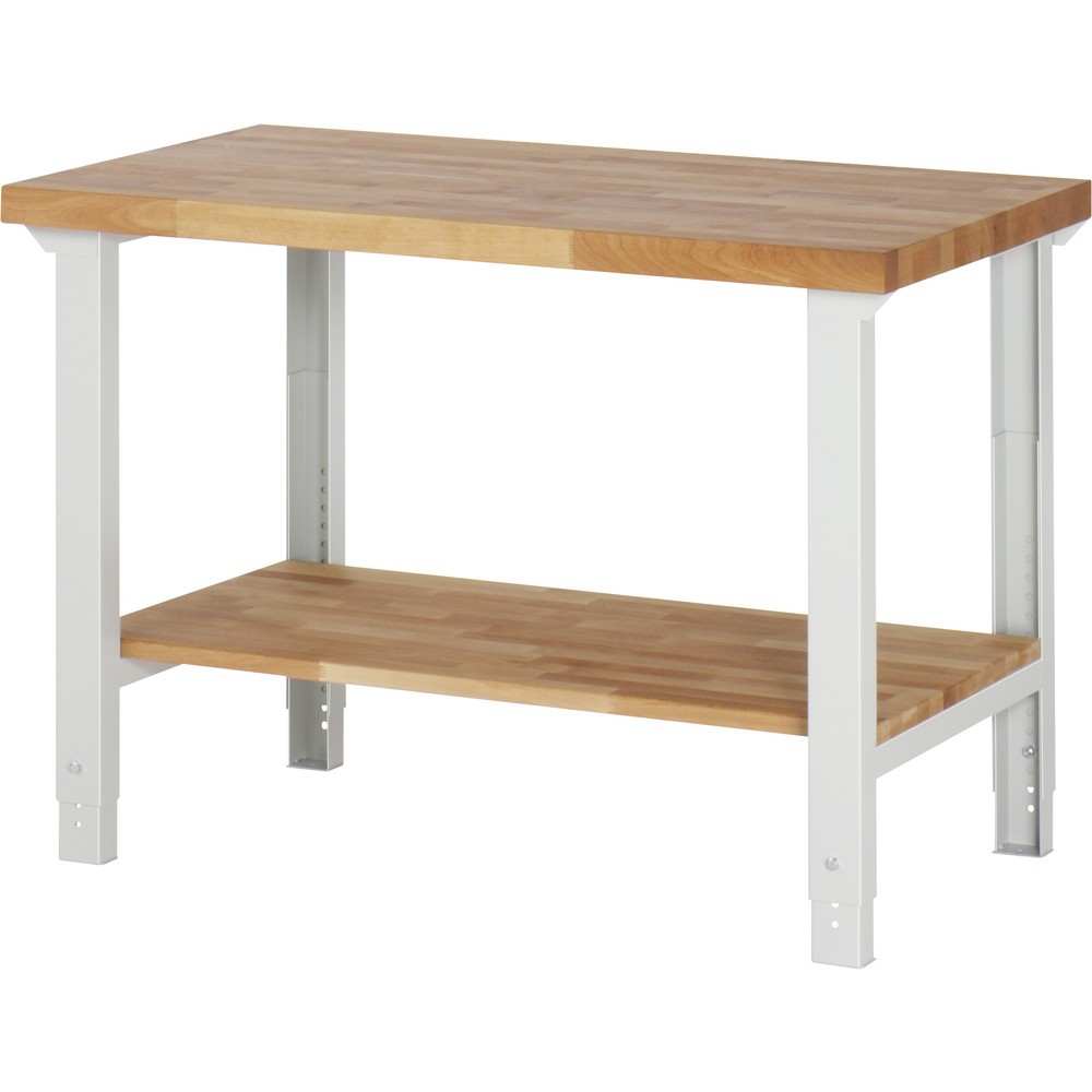 Obrázok výrobku: Pracovný stôl RAU série 7 000, v × š × h 790 – 1 140 × 1 250 × 700 mm, s dolným odkladacím dnom