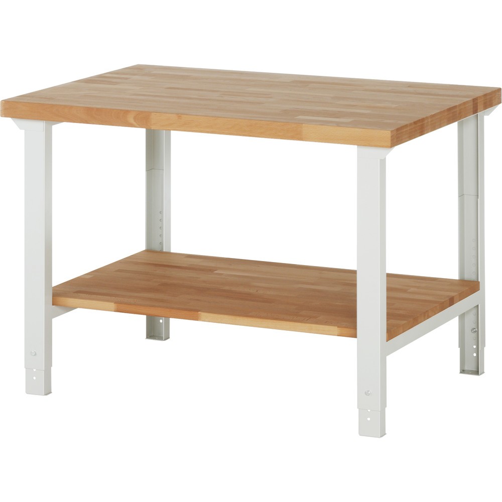 Obrázok výrobku: Pracovný stôl RAU série 7 000, v × š × h 790 – 1 140 × 1 250 × 900 mm, s dolným odkladacím dnom