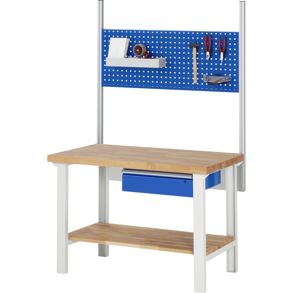 Číslo obrázka výrobku 5: Pracovný stôl RAU série 7000, 1 odkladacie dno z bukového masívu, v × š × h 840 × 1 250 × 700 mm, 1 zásuvka 1 × 150 mm