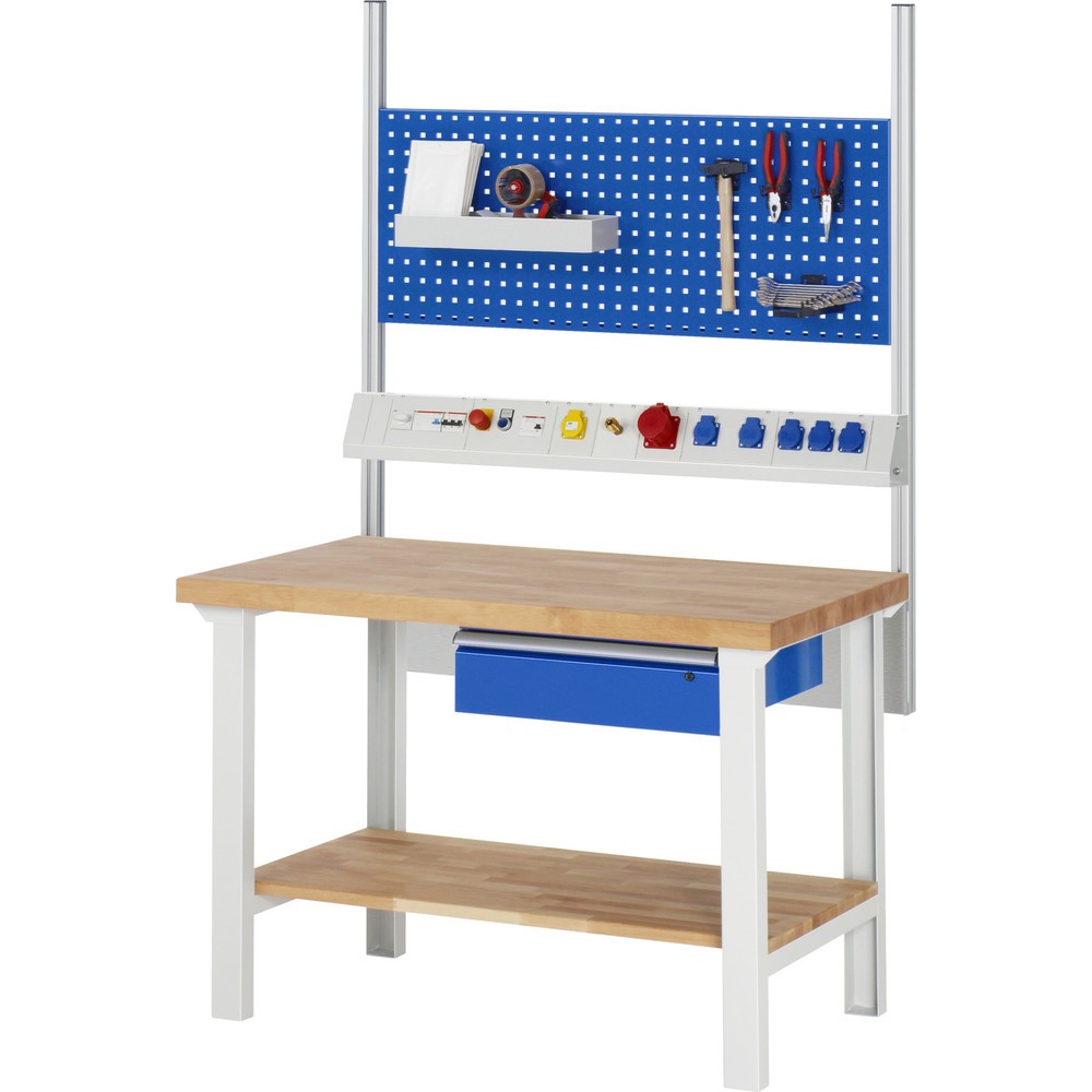Číslo obrázka výrobku 6: Pracovný stôl RAU série 7000, 1 odkladacie dno z bukového masívu, v × š × h 840 × 1 250 × 700 mm, 1 zásuvka 1 × 150 mm