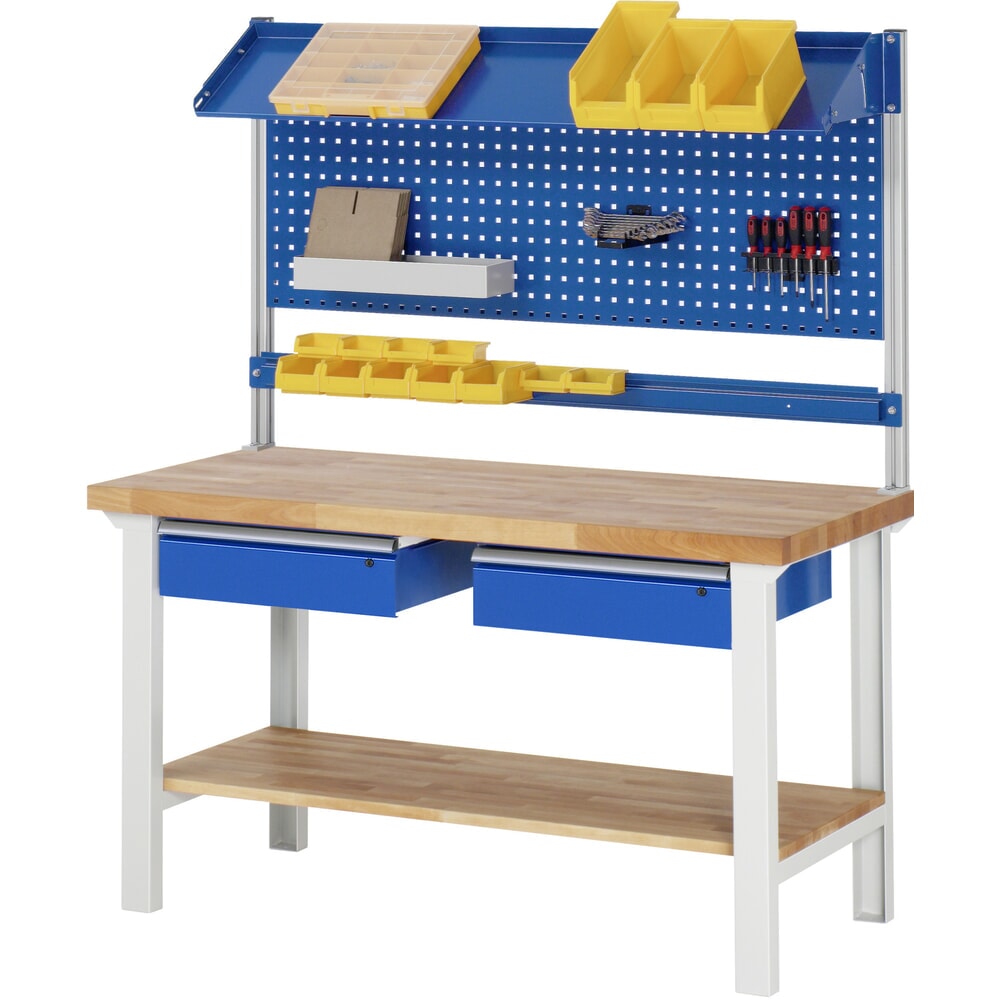 Číslo obrázka výrobku 5: Pracovný stôl RAU série 7000, v × š × h 840 × 1 500 × 700 mm, 2 zásuv., 2 × 150 mm