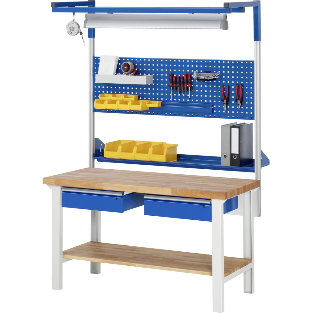 Číslo obrázka výrobku 6: Pracovný stôl RAU série 7000, v × š × h 840 × 1 500 × 700 mm, 2 zásuv., 2 × 150 mm