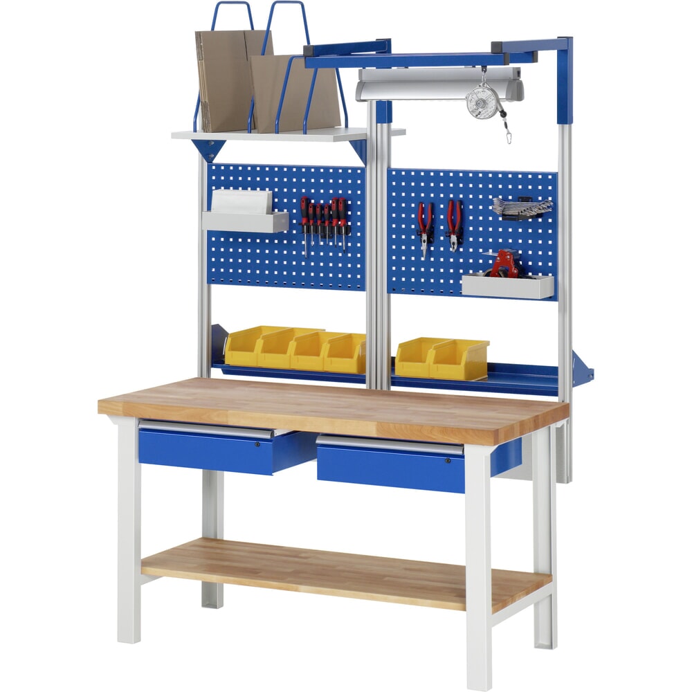 Číslo obrázka výrobku 7: Pracovný stôl RAU série 7000, v × š × h 840 × 1 500 × 700 mm, 2 zásuv., 2 × 150 mm