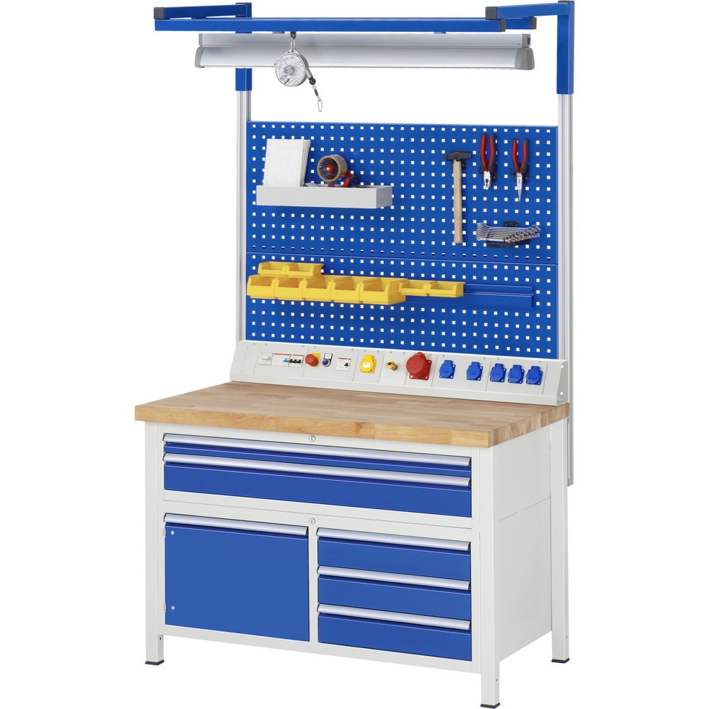 Číslo obrázka výrobku 6: Pracovný stôl RAU série 8000, 1 trojitý kontajner, v × š × h 840 × 1 250 × 700 mm, 5 zásuviek