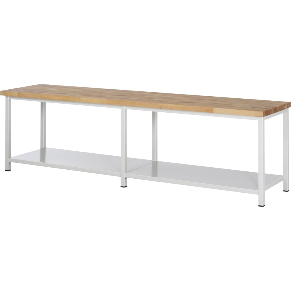 Obrázok výrobku: RAU pracovný stôl s vysokou nosnosťou, séria 8000, 1 odkladacie dno hĺbky 650 mm, v × š × h 840–1040 × 3000 × 700 mm