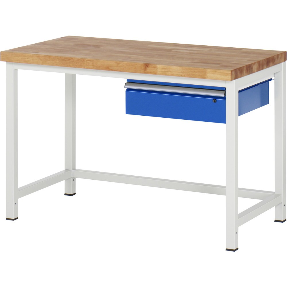 Obrázok výrobku: Pracovný stôl RAU série 8 000, v × š × h 840 – 1 040 × 1 250 × 700 mm, 1 zásuvka