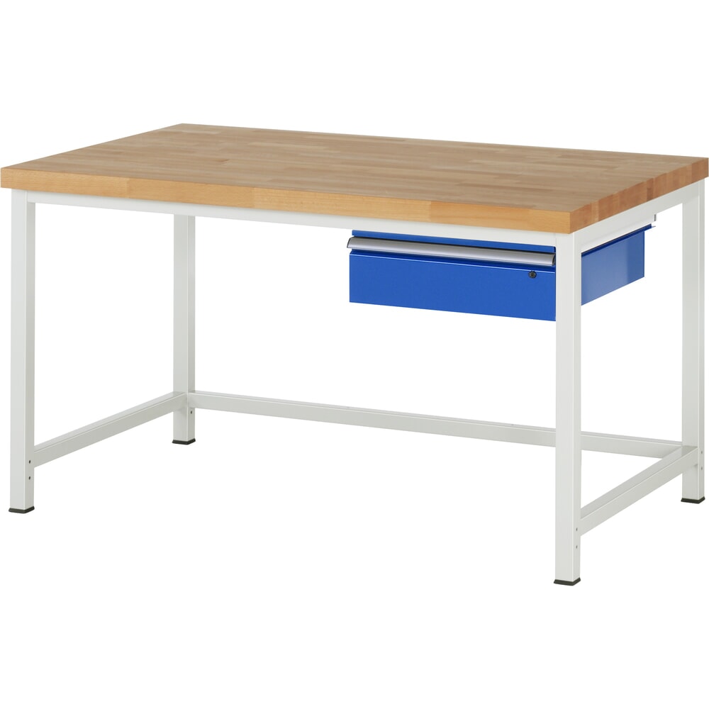 Obrázok výrobku: Pracovný stôl RAU série 8 000, v × š × h 840 – 1 040 × 1 500 × 900 mm, 1 zásuvka