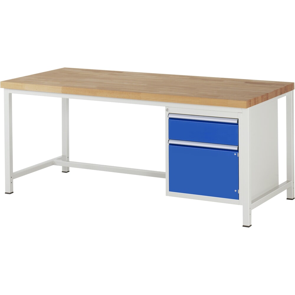 Obrázok výrobku: Pracovný stôl RAU série 8000, 1 krídlové dvere, v × š × h 840 – 1 040 × 2 000 × 900 mm, 1 zásuvka, 1 krídlové dvere