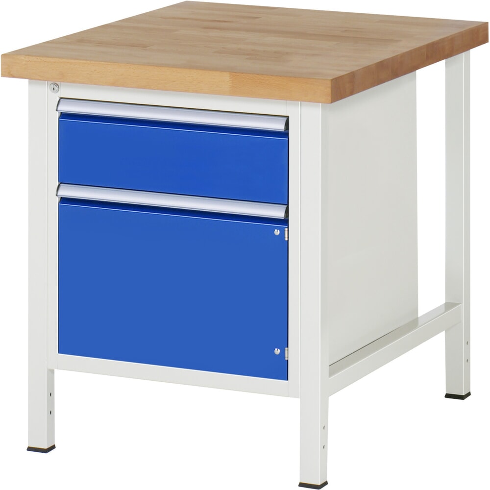 Obrázok výrobku: Pracovný stôl RAU série 8000, 1 krídlové dvere, v × š × h 840 – 1 040 × 750 × 900 mm, 1 zásuvka, 1 krídlové dvere