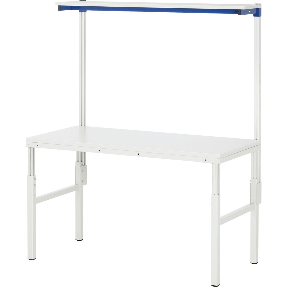 Číslo obrázka výrobku 3: Pracovný stôl RAU série E, s etážovou policou, v × š × h 650 – 1 000 × 1 800 × 900 mm, pracovná doska s EGB melamínovým povrchom