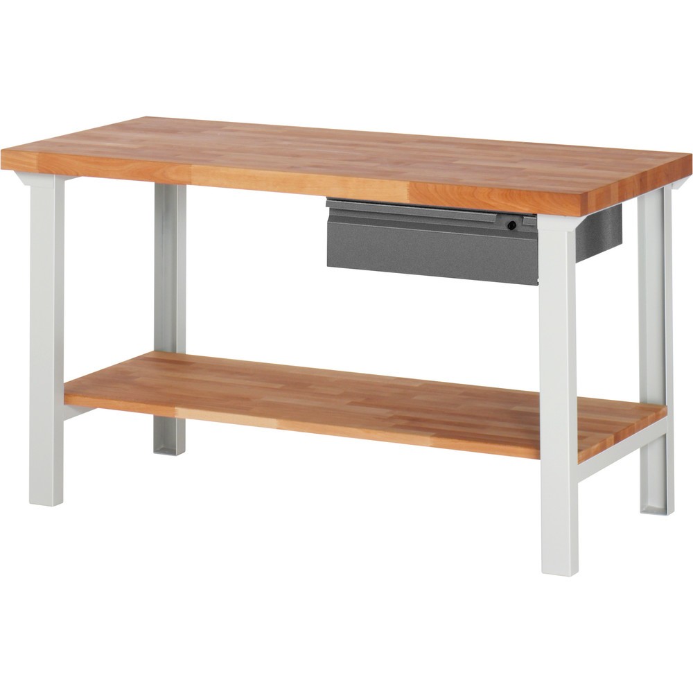 Obrázok výrobku: Pracovný stôl Steinbock® so zásuvkou a policou, V x Š x H 840 x 1500 x 700 mm, RAL 7035/7016