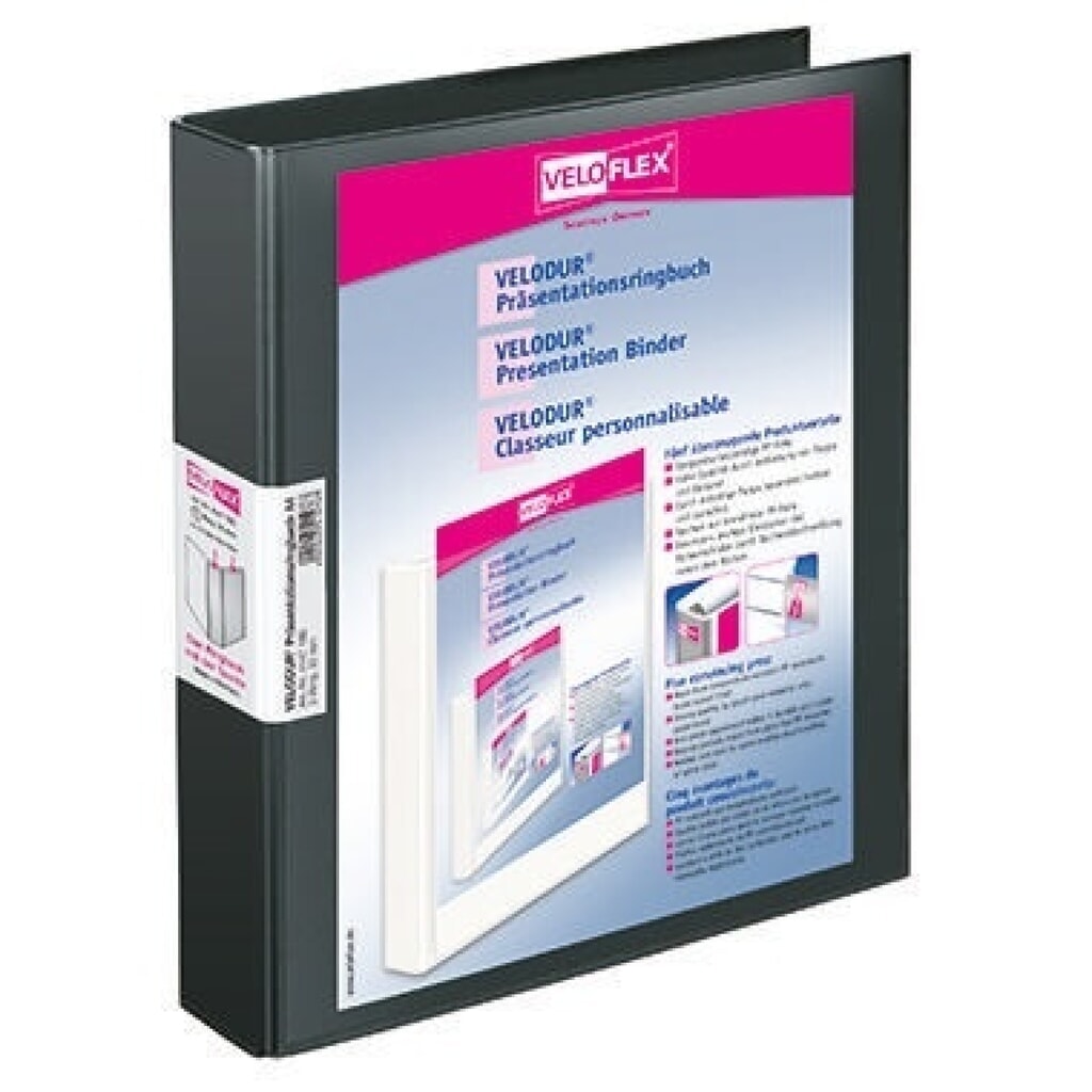 Veloflex Präsentationsringbuch VELODUR 4147180 2Ringe 30mm sw Produktabbildung: Veloflex Präsentationsringbuch VELODUR 4147180 2Ringe 30mm sw