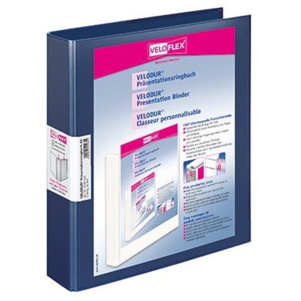 Produktabbildung: Veloflex Präsentationsringbuch VELODUR 4148150 4Ringe 30mm d.bl