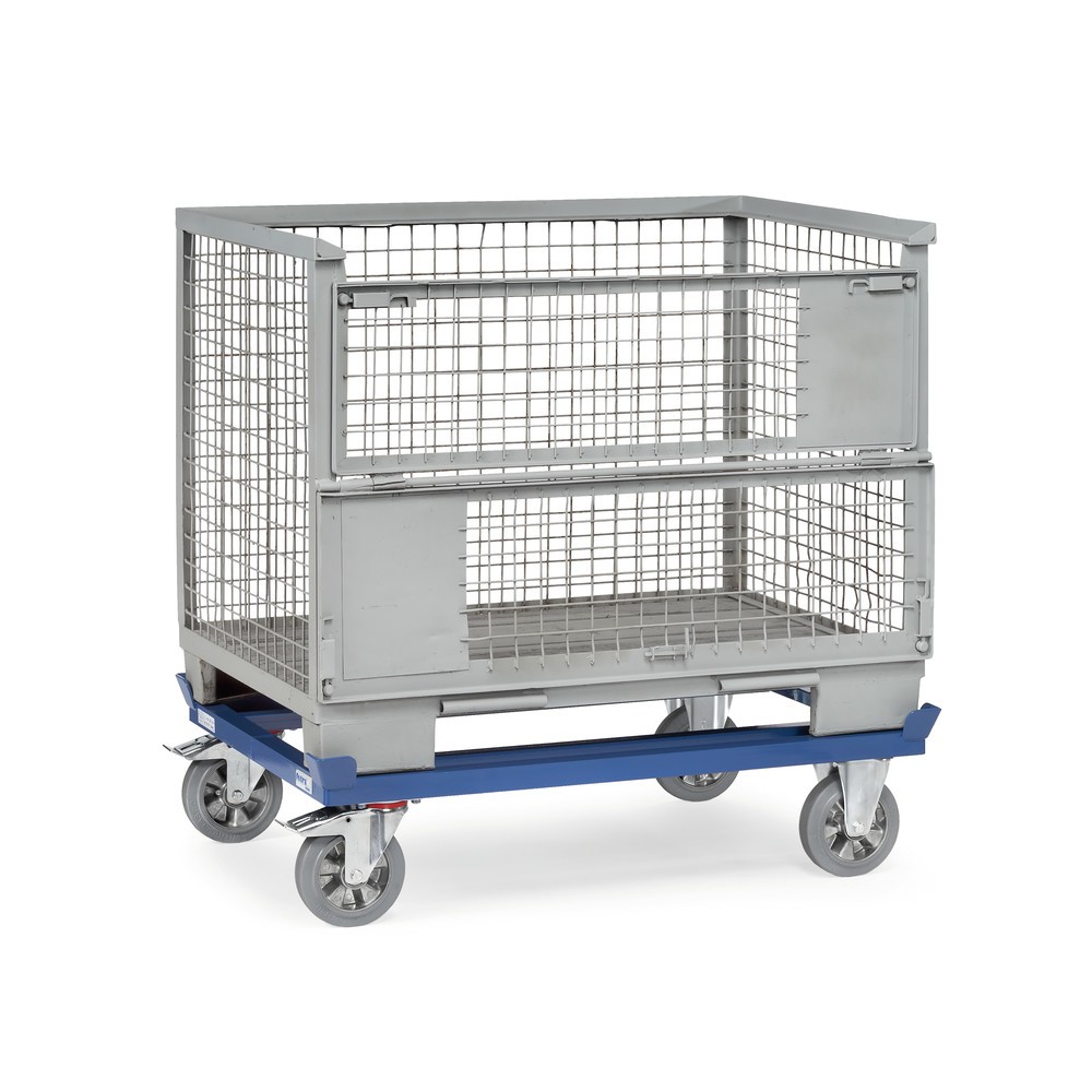 Číslo obrázka výrobku 3: Prepravný podvozok fetra® so zvýšenými rohmi, nosnosť 1000 kg, pre palety 1200 x 1000 mm, elastické celogumové pneumatiky