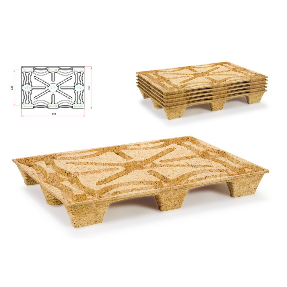 Produktabbildung Nr. 2: Pressholz-Palette, CONTAINER-Format, LxB 760 x 1.140 mm, dyn. TK 900 kg, 9 Füße