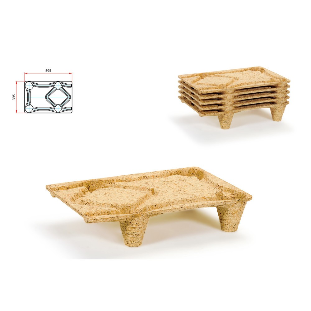Produktabbildung Nr. 2: Pressholz-Palette, EURO-Format, 1/4-Maß, LxB 400 x 600 mm, dyn. TK 250 kg, 4 Füße