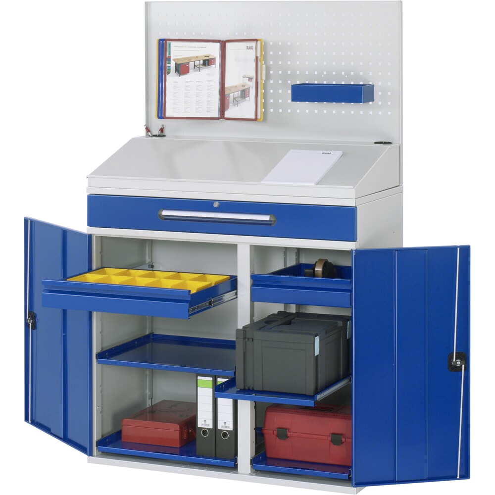 Obrázek produktu: Pultová skříň RAU, VxŠxH 1110–1770 x 1100 x 520 mm, zásuvky 2 x 80, 1 x 120 mm