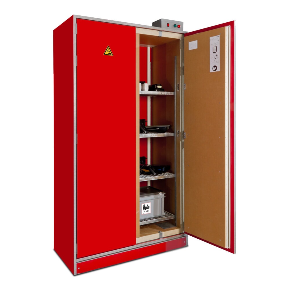 Produktabbildung Nr. 6: PRIORIT Akku-Sicherheitsschrank zur Lagerung von Lithium-Ionen Batterien PRIOCAB-Li EI90, 4 Lagerebenen, Belüftungssystem, 1x 10 Steckdosen
