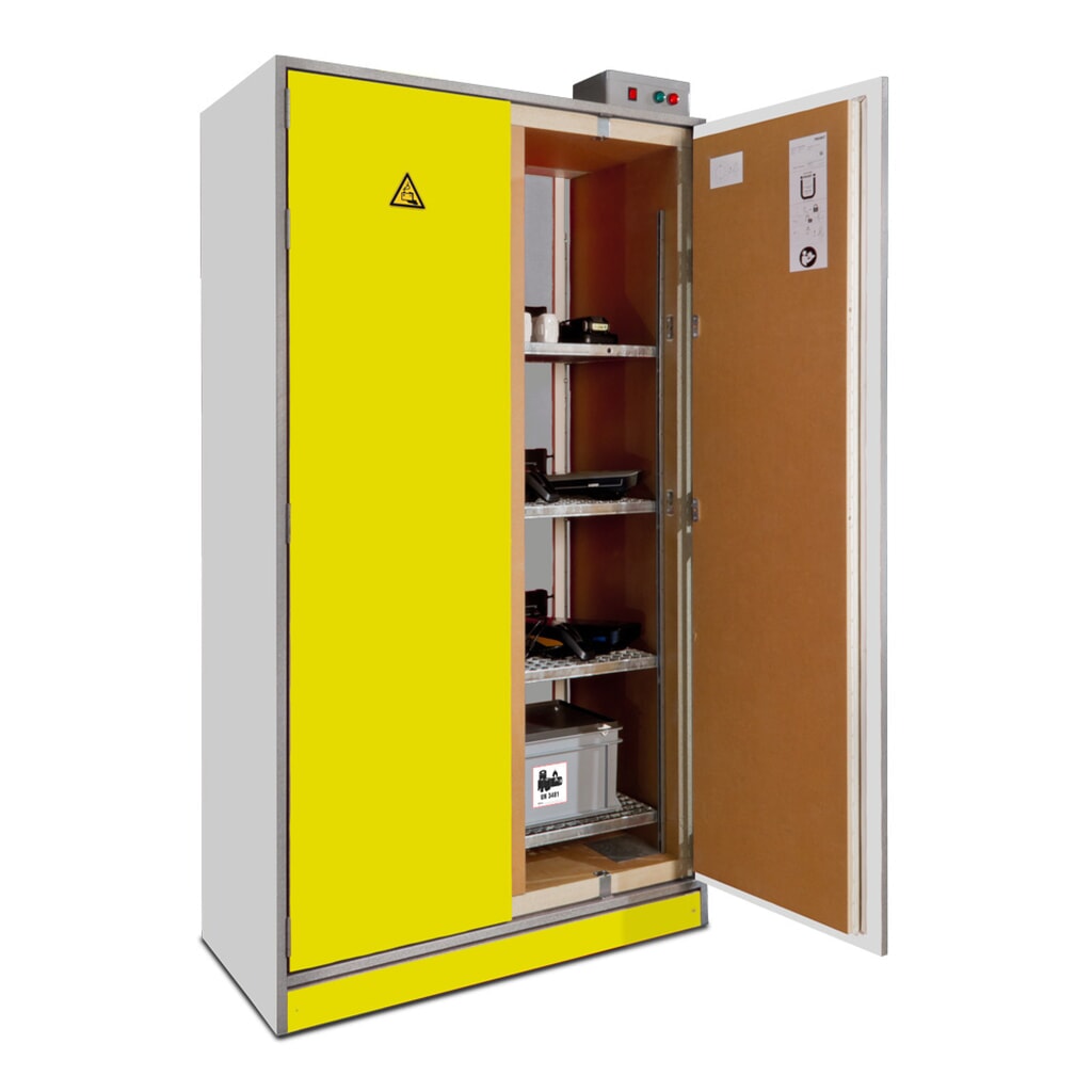 Produktabbildung Nr. 7: PRIORIT Akku-Sicherheitsschrank für Lithium-Ionen Batterien PRIOCAB-Li EI90, 4 Lagerebenen, Belüftungssystem, 1x 10 Steckdosen