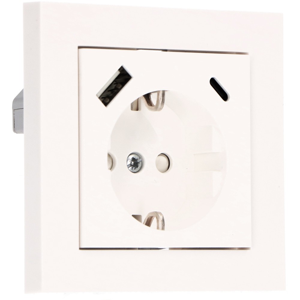 Produktabbildung: Pro Charge USB-Wandsteckdose - USB-A und USB-C PD 3.4A - 55x 55mm - RAL9010