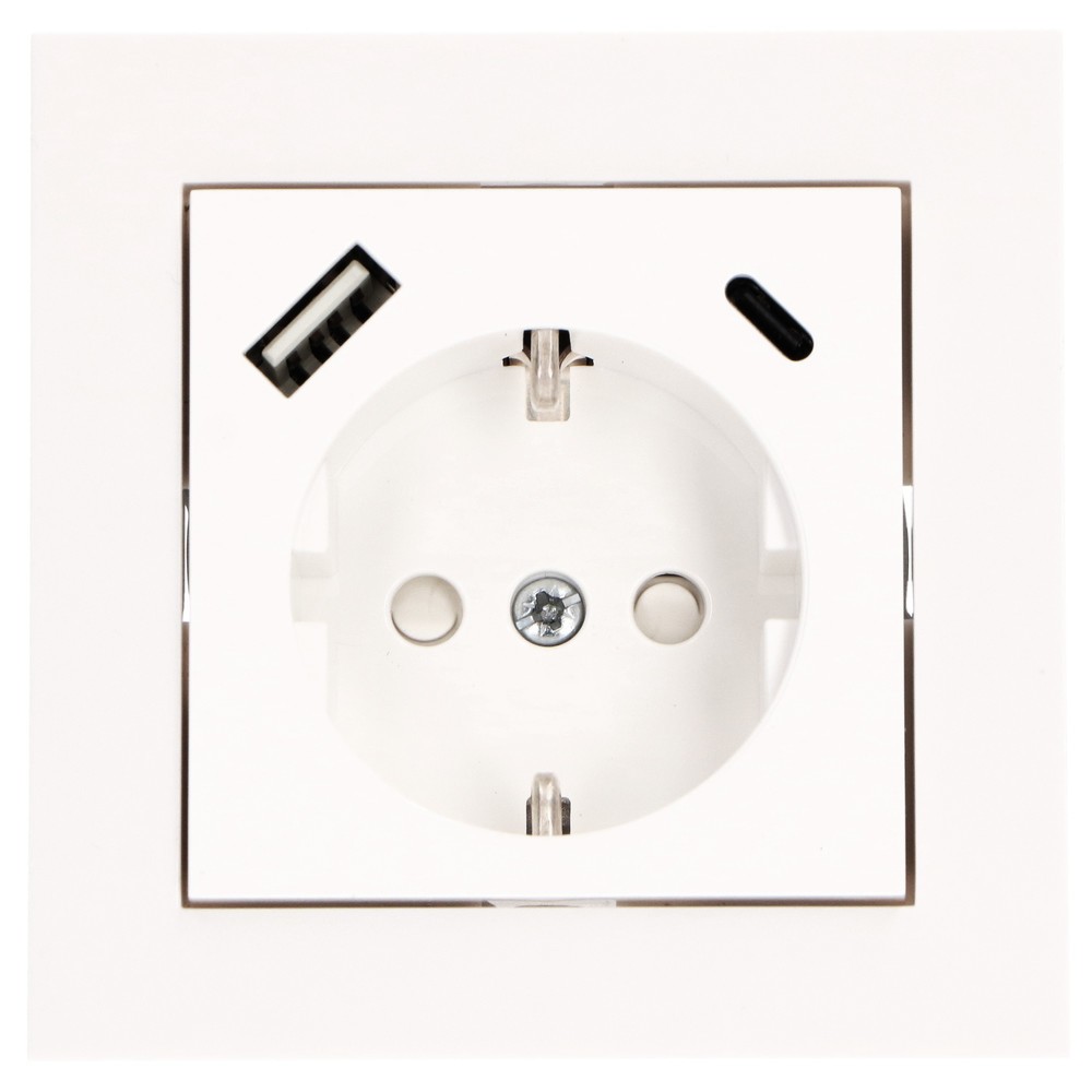 Produktabbildung Nr. 6: Pro Charge USB-Wandsteckdose - USB-A und USB-C PD 3.4A - 55x 55mm - RAL9010