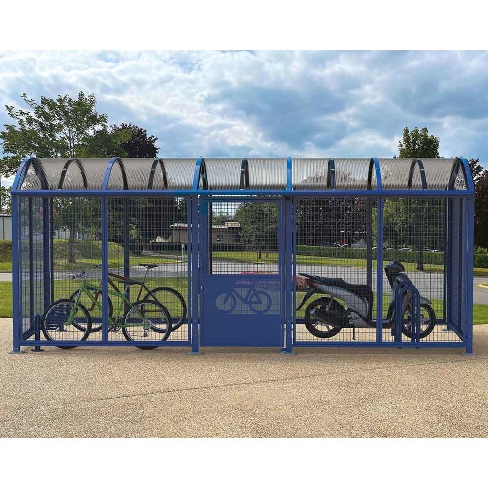 Produktabbildung Nr. 2: PROCITY® Fahrradunterstand L, Grundmodell, mit Verkleidungen und Tür mit Zyllinderschloss, Stahlgitter beschichtet, anthrazit