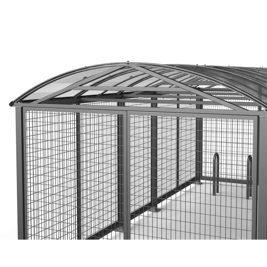 PROCITY® Abschließbare Überdachung XL, mit Seitenverkleidungen und Tür mit Zahlencode, Drahtgitter feuerverzinkt, anthrazit Produktabbildung Nr. 3: PROCITY® Abschließbare Überdachung XL, mit Seitenverkleidungen und Tür mit Zahlencode, Drahtgitter feuerverzinkt, anthrazit
