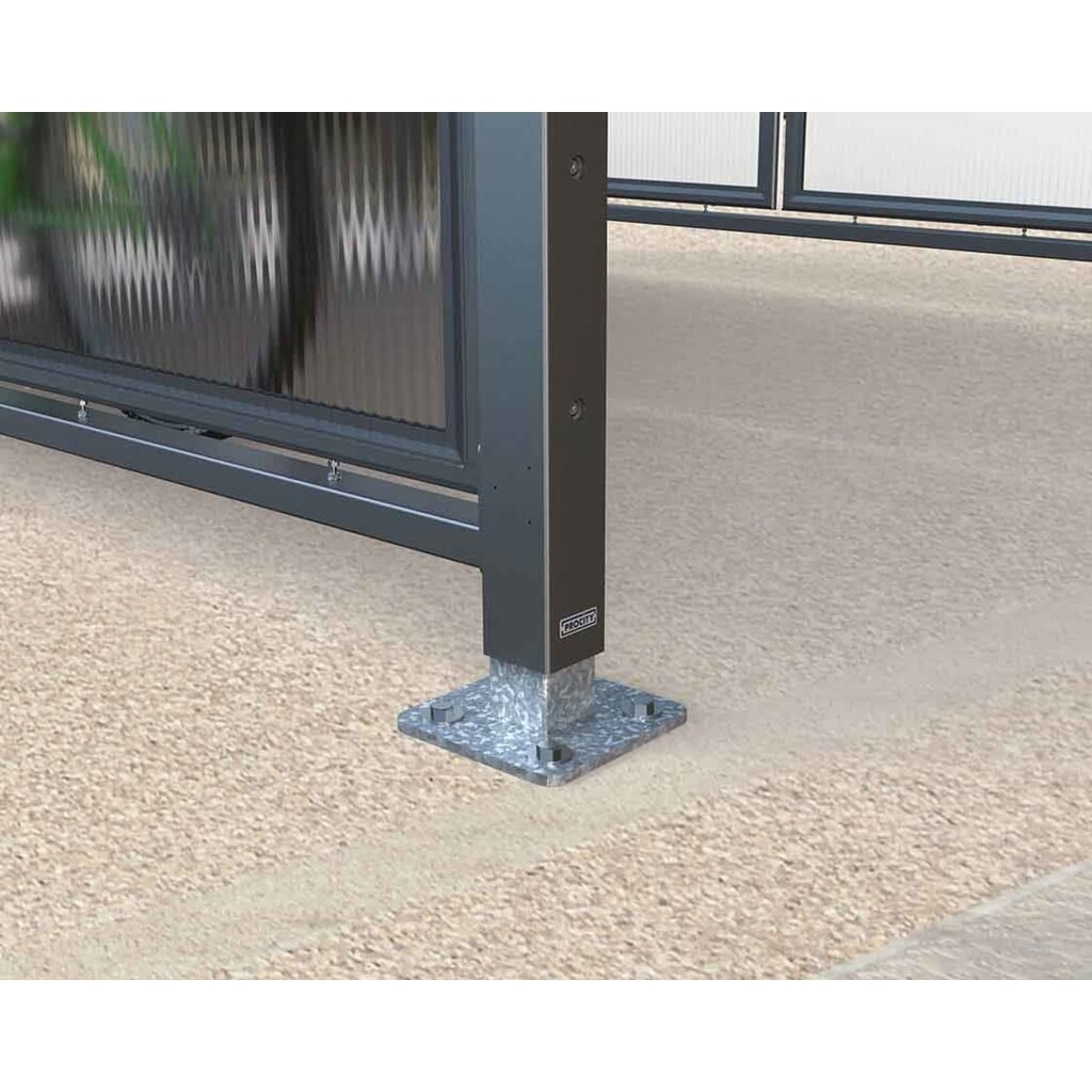 PROCITY® Fahr- und Motorrad-Überdachung All-In-One, L, Grundmodell mit Rückwand, Seitenverkleidungen, anthrazit Produktabbildung Nr. 2: PROCITY® Fahr- und Motorrad-Überdachung All-In-One, L, Grundmodell mit Rückwand, Seitenverkleidungen, anthrazit