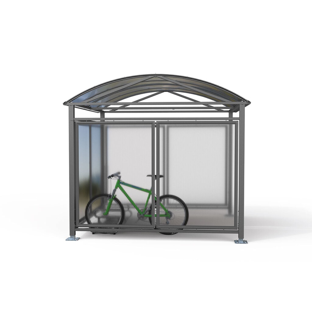PROCITY® Fahr- und Motorrad-Überdachung All-In-One, L, Grundmodell mit Rückwand, Seitenverkleidungen, anthrazit Produktabbildung Nr. 3: PROCITY® Fahr- und Motorrad-Überdachung All-In-One, L, Grundmodell mit Rückwand, Seitenverkleidungen, anthrazit