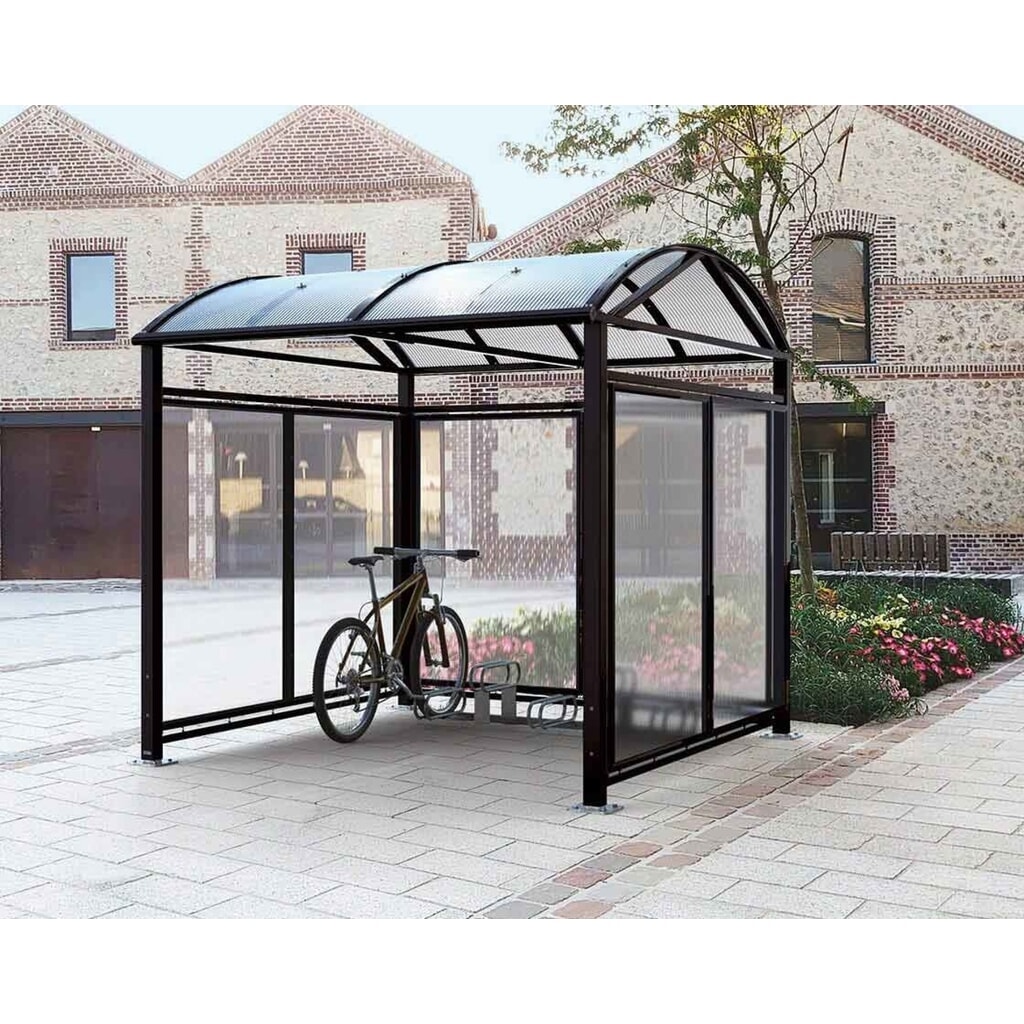 PROCITY® Fahr- und Motorrad-Überdachung All-In-One, L, Grundmodell mit Rückwand, Seitenverkleidungen, anthrazit Produktabbildung Nr. 4: PROCITY® Fahr- und Motorrad-Überdachung All-In-One, L, Grundmodell mit Rückwand, Seitenverkleidungen, anthrazit