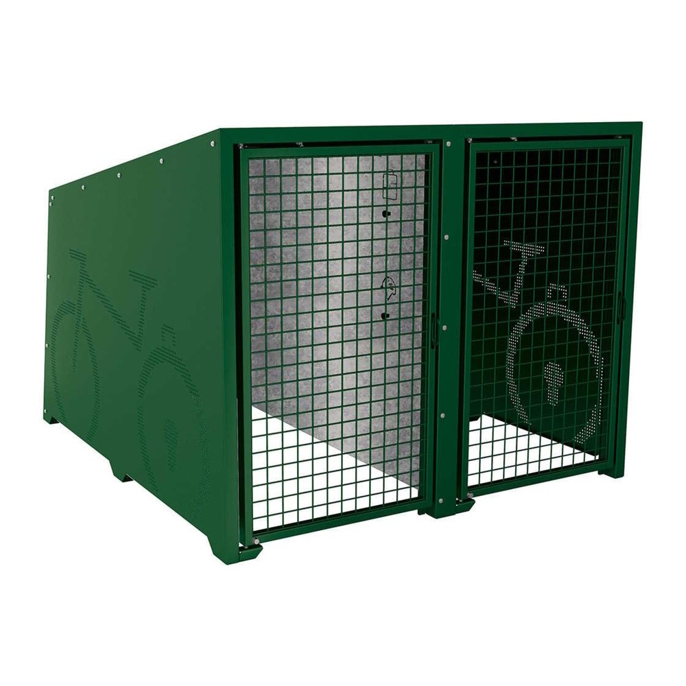 Produktabbildung: PROCITY® Fahrradbox Berlin, Grundmodul 2 Plätze, Türen beschichtet, moosgrün