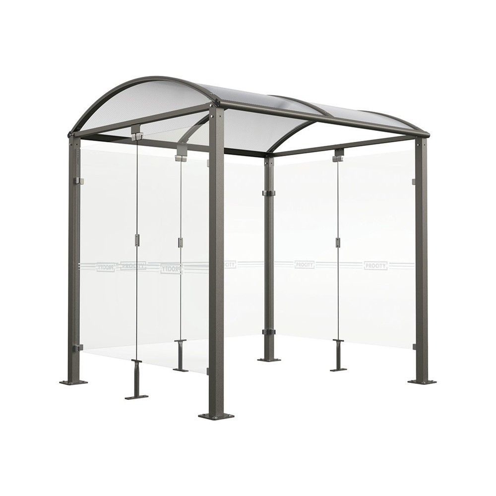 Produktabbildung Nr. 1: PROCITY® Fahrradüberdachung All-In-One, M, Grundmodell mit Rückwand und Seitenverkleidungen aus Glas, feste Pfosten, anthrazit
