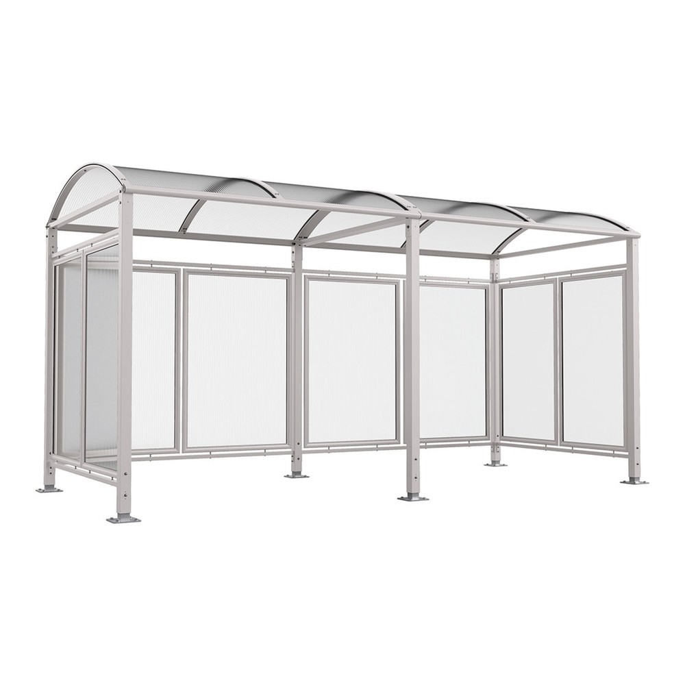 Produktabbildung: PROCITY® Fahrradüberdachung All-In-One, M, Grundmodell und Erweiterung, mit Rückwand und Seitenverkleidungen, grau